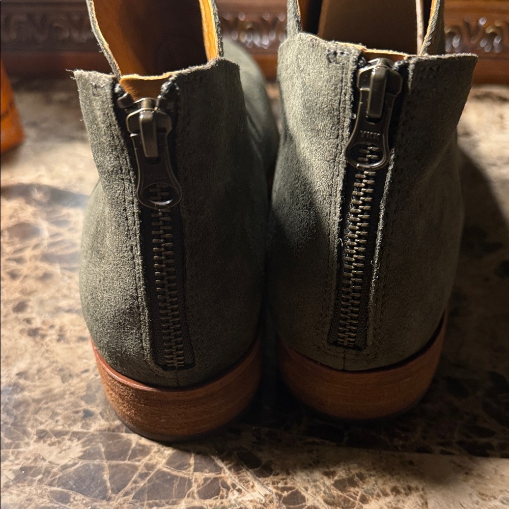 Women’s Suede Ankle Boots - Olive Green - Picture 6 of 12